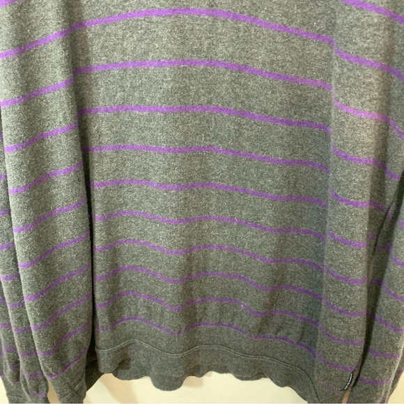 Armani Exchange Sweater  Men XL Cotton Cashmere  V Neck Gray Purple Stripe Light - Picture 3 of 12